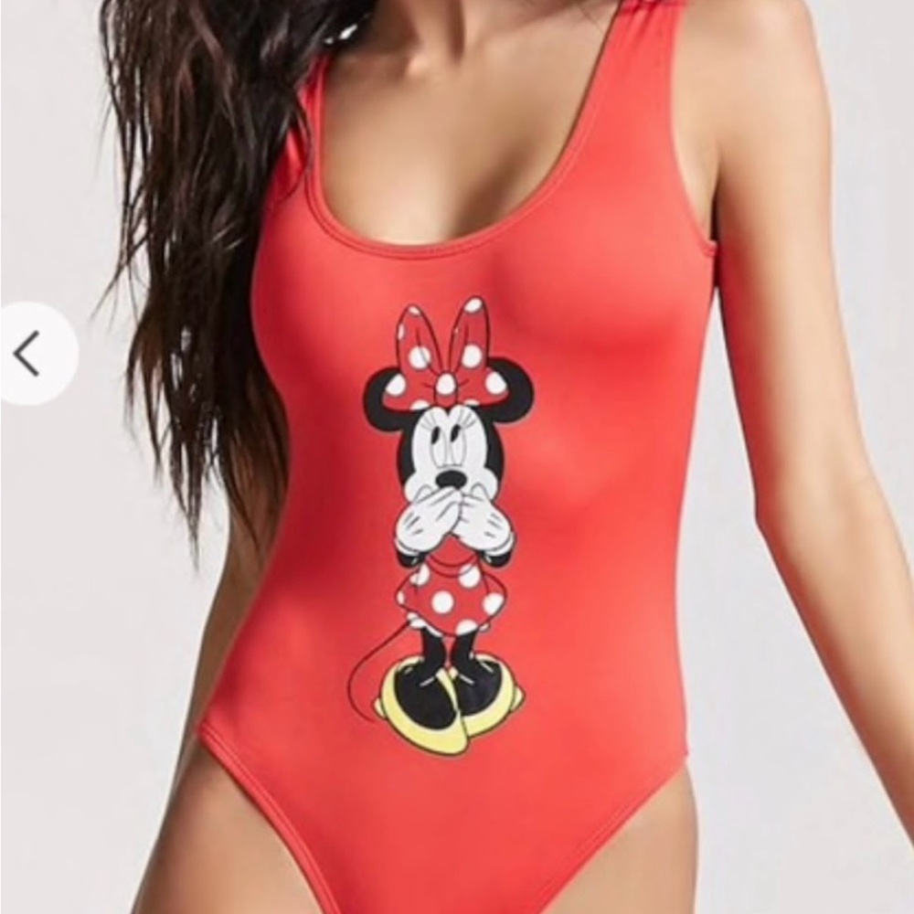 Forever 21 Red Minnie Mouse One Piece Swimsuit